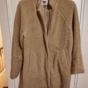 Old Navy Women's Plush Beige Teddy Coat